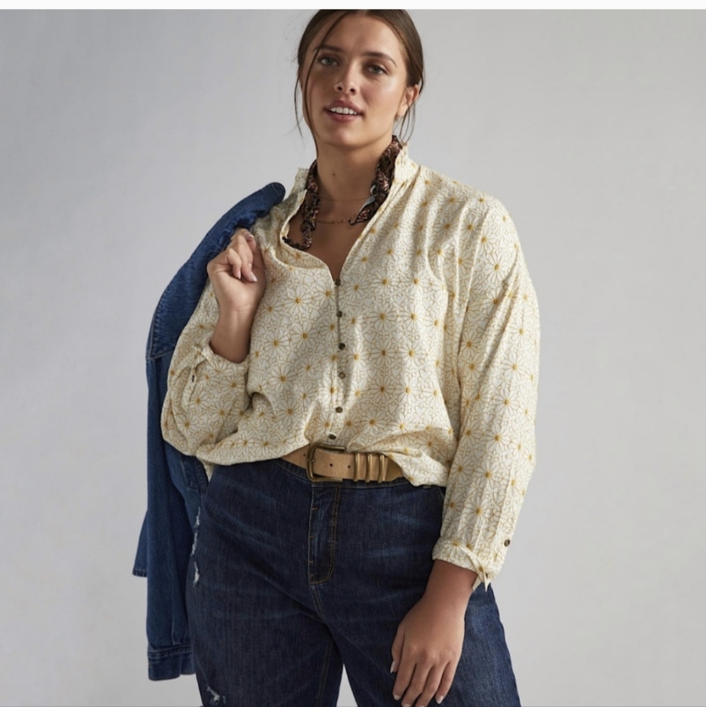 Anthropologie Daisy Embroidered Peasant Blouse